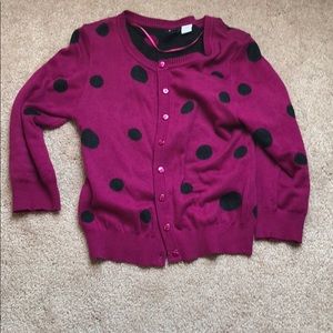Cute cardigan. Black and fuchsia polka dot.
